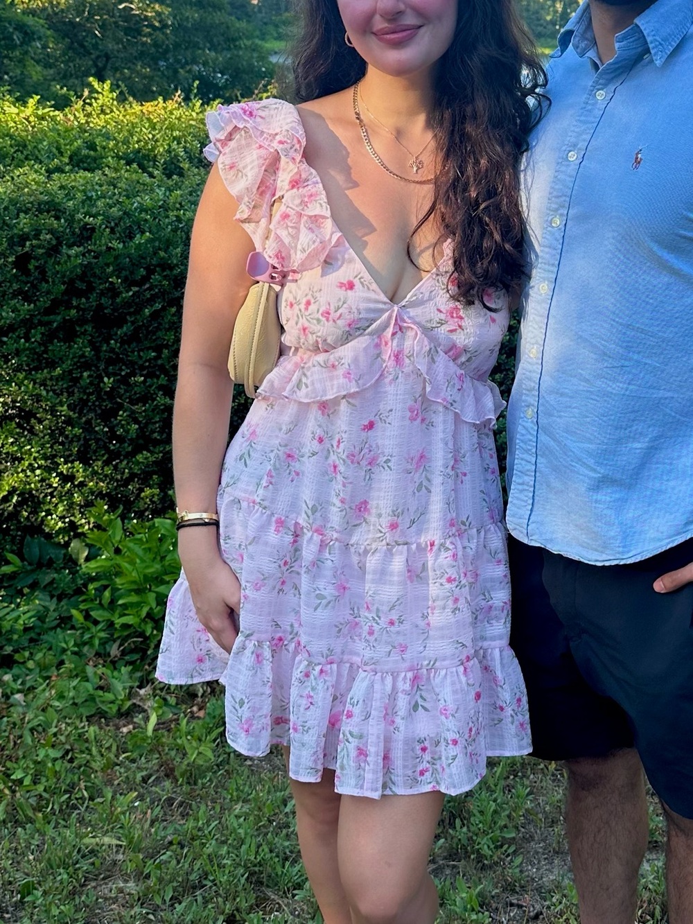 Trixxi Pink Floral Ruffle Tie-Back Mini Dress - Picture 2 of 4
